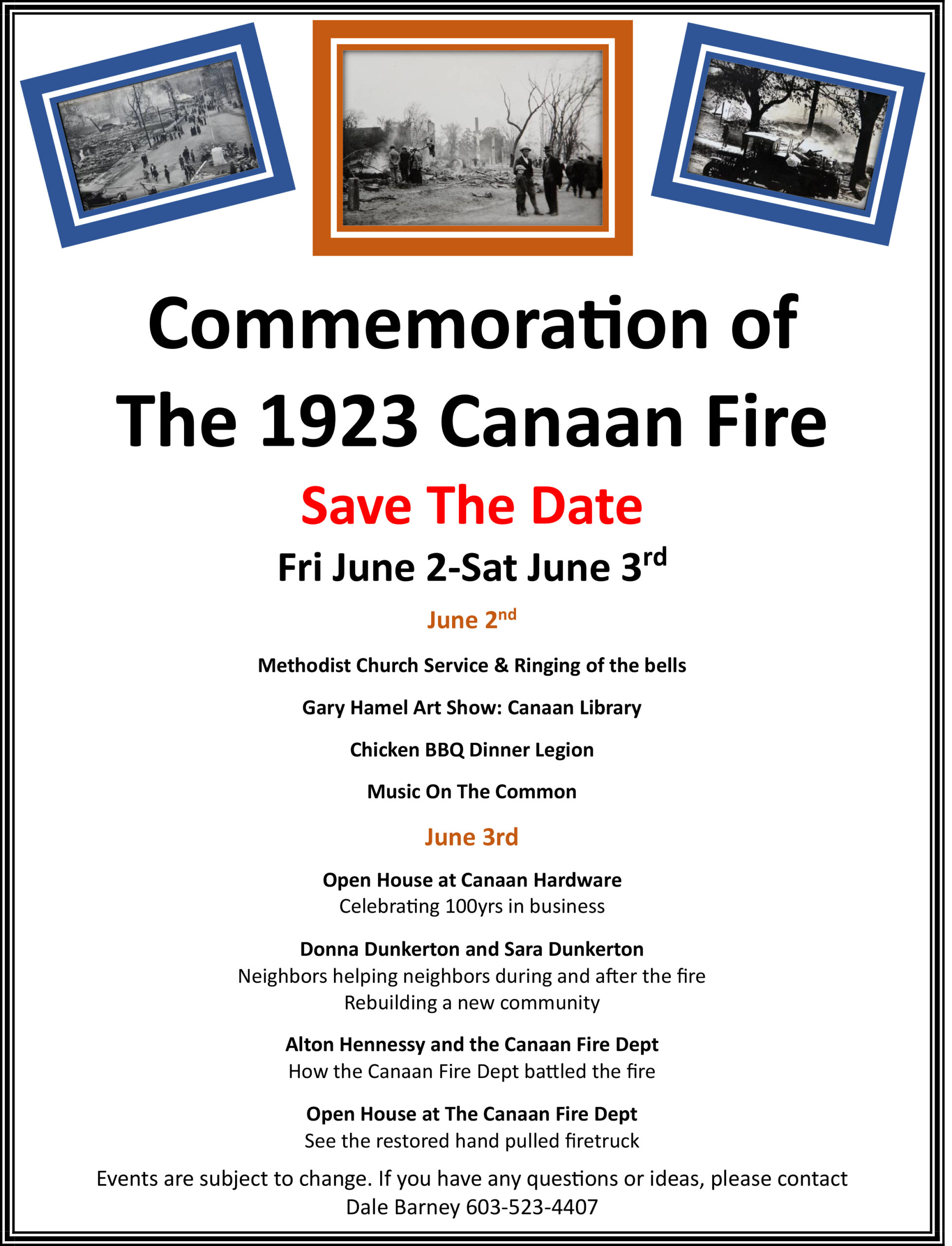 Canaan Fire Station Commemoration Flyer